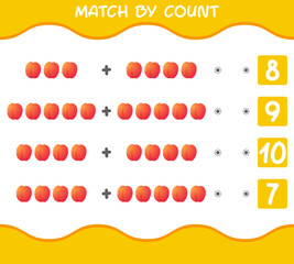 Match by count of cartoon nectarines. Match and count game. Educational game for pre shool years kids and toddlers