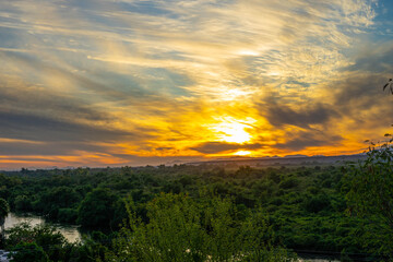 sunset over the field
