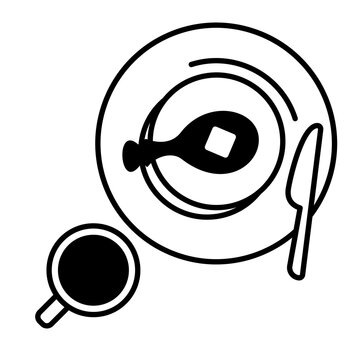 black and white plate with food and drink clip art preview