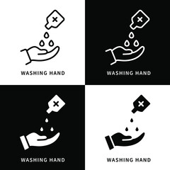 Washing Hands With Soap Icon Symbol Illustration. Prevention Virus Infection Logo. Hand Gesture Infographic Design Vector Icons Set