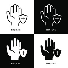Hygiene Icon Symbol Illustration. Washing Hand Silhouette Logo. Clean Hand Design Vector Icons Set