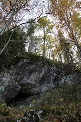 Fototapeta premium Landscape. Rocks and forest. Autumn nature. Outdoor.
