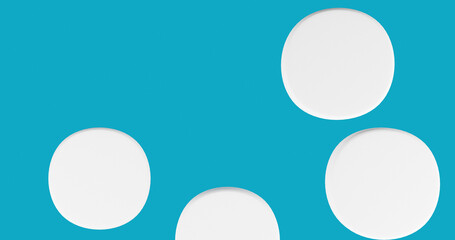 Render with white rounded shapes on a blue background