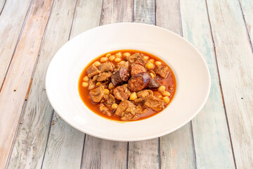 plate of tripe with chickpeas