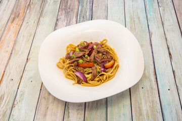 Peruvian style salted noodles