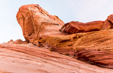 Colorful Rock Formations Along Pastel Canyon On The Kaolin Wash, Valley of Fire State Park, Nevada,...