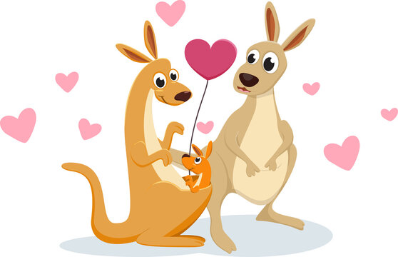 Illustration Of Family Kangaroo In Love