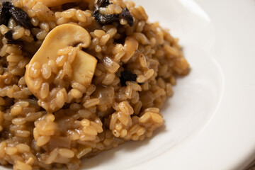 Plate with Funghi and Champignon Risotto