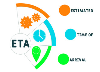 ETA - Estimated Time of Arrival acronym. business concept background.  vector illustration concept with keywords and icons. lettering illustration with icons for web banner, flyer, landing page