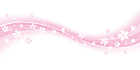 桜の花と滑らかなウェーブ