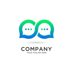 Speech bubble infinity icon Logo template vector illustration