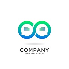 Speech bubble infinity icon Logo template vector illustration