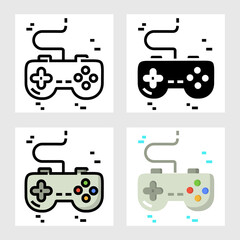 Game controller joystick icon vector design in filled, thin line, outline and flat style.