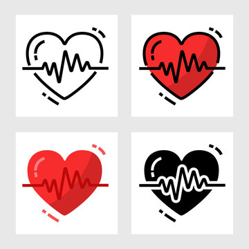 Heartbeat graph icon vector design in filled, thin line, outline and flat style.