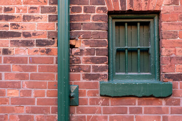 Old red brick building backdrop