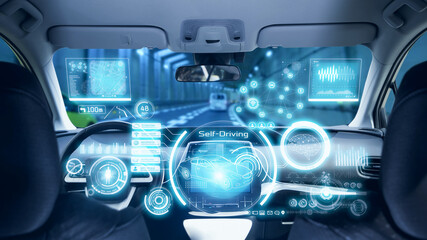 Fototapeta premium 自動運転イメージ 無人の運転席