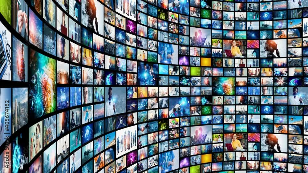 Poster Digital contents concept. Social networking service. Streaming video. communication network. 