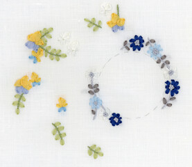 リボン刺繍の花