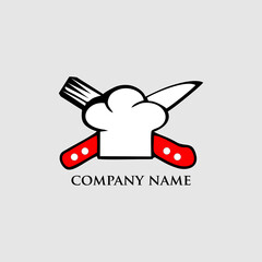 Simple design chef logo with a combination of knife and fork is suitable for your business