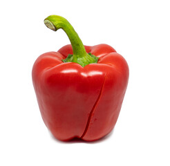 fresh whole bell peppers isolated on white background. Paprika with a crack. Red ripe pepper vegetable on a white background