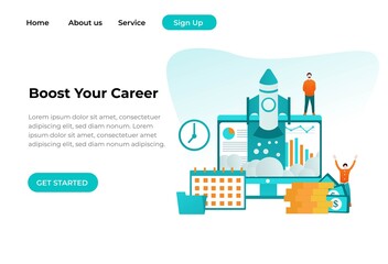 Unique Modern flat design concept of Boost Your Career for website and mobile website. Landing page template. Easy to edit and customize. Vector illustration
