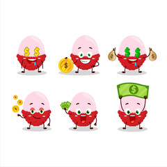 Slice of lychee cartoon character with cute emoticon bring money