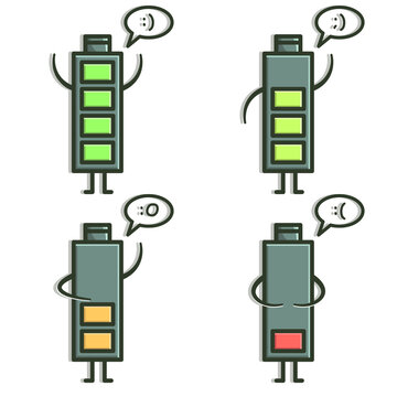 cute battery set, mascot design illustration. character design vector