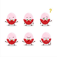 Cartoon character of slice of lychee with what expression
