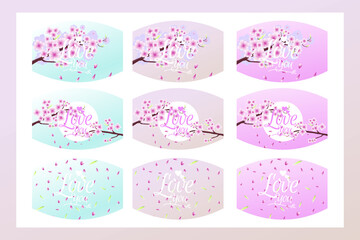 Set of facial mask with valentines illustration