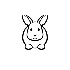 Bunny rabbit icon. Line art vector illustration. Minimalist concept.
