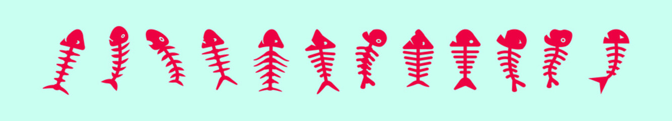 Obraz premium set of fish bone cartoon icon design template with various models. vector illustration isolated on blue background