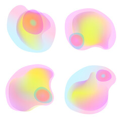 A set of gradient shapes . Colorful bright energies . Modern abstract background texture. Template for the design. Isolated objects. Vector