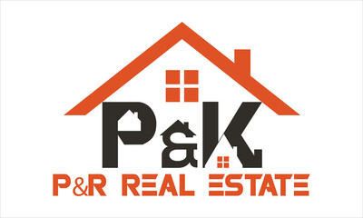Initial PK letter real estate logo design