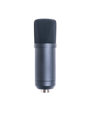 Modern condenser microphone isolated on white background.