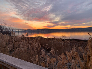sunset by the Hudson river - Newburgh Beacon Bridge
