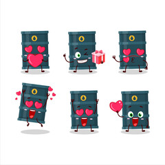 Oil drum cartoon character with love cute emoticon