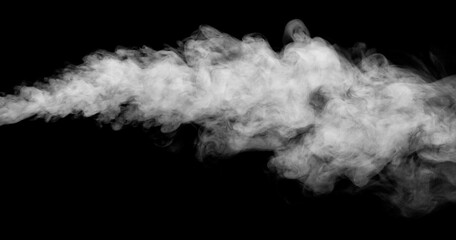 white smoke isolated, abstract powder, water spray on black background.