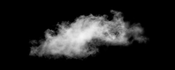 White cloud isolated on black background, Fluffy texture , Abstract smoke