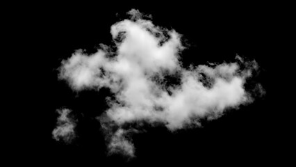 White cloud isolated on black background, Fluffy texture , Abstract smoke