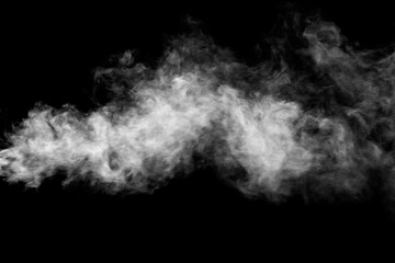 Fototapeta na wymiar white smoke isolated on black background, abstract powder, water spray, Add smoke effect, Out of focus