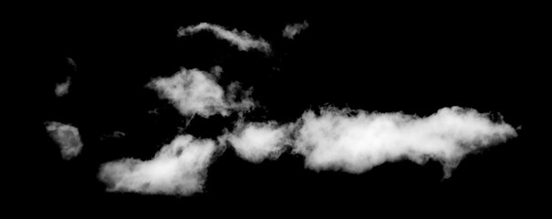 White cloud isolated on black background, Fluffy texture , Abstract smoke