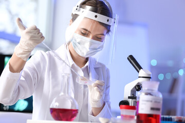 Fototapeta premium Scientist working with sample in laboratory