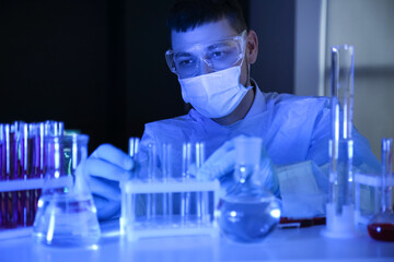 Fototapeta premium Scientist working with samples in laboratory