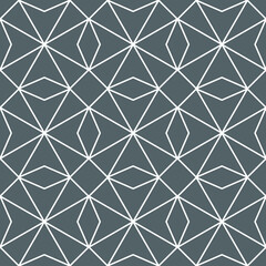 Simple tessellation pattern in white outline on a light gray background, geometric vector illustration