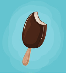 Vector illustration of chocolate ice cream on a blue background
