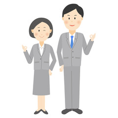 男女　ビジネス　OKポーズ