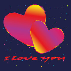 The inscription I love you . Creative Colorful .Bright colorful Heart on a black background. Illustration