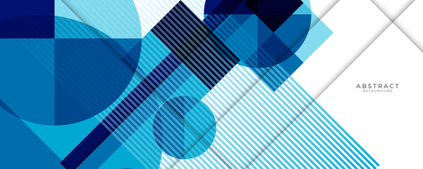 Simple blue white circles lines squares and triangles abstract background. Vector illustration for covers, banners, flyers and posters and other designs