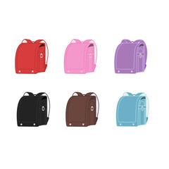 いろんな色のランドセルイラスト素材