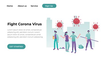 Fight Corona Virus illustration for website and mobile website. Landing page template. Easy to edit and customize. Vector illustration 